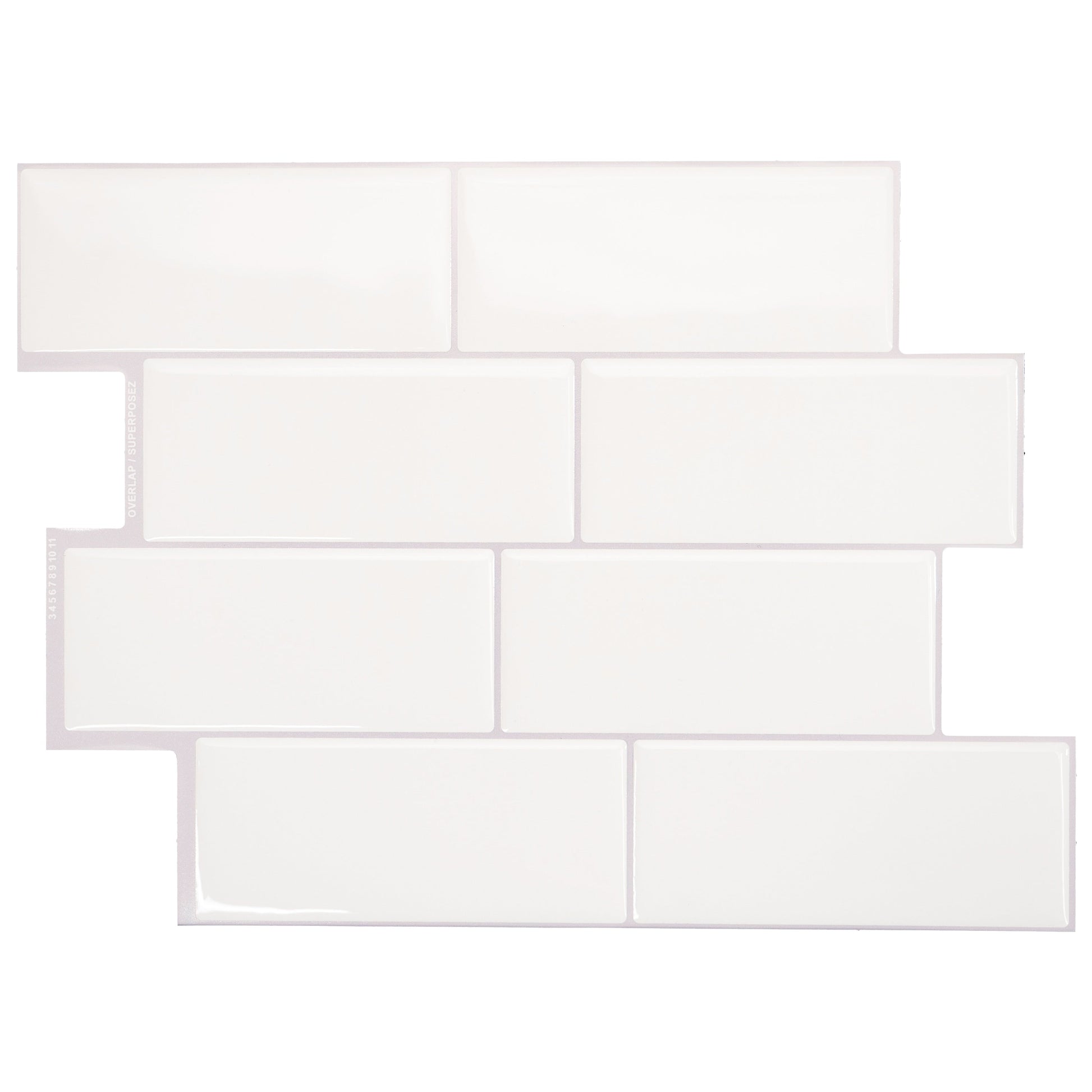 Smart Tiles Metro Campagnola White 11-in x 12-in Glossy Resin Subway Peel and stick Wall Tile product image