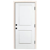 36 in. x 80 in. Premium 2-Panel Square Primed White Steel Prehung Front Door w/ 36 in. Right-Hand Inswing and 4 in. Wall - Super Arbor