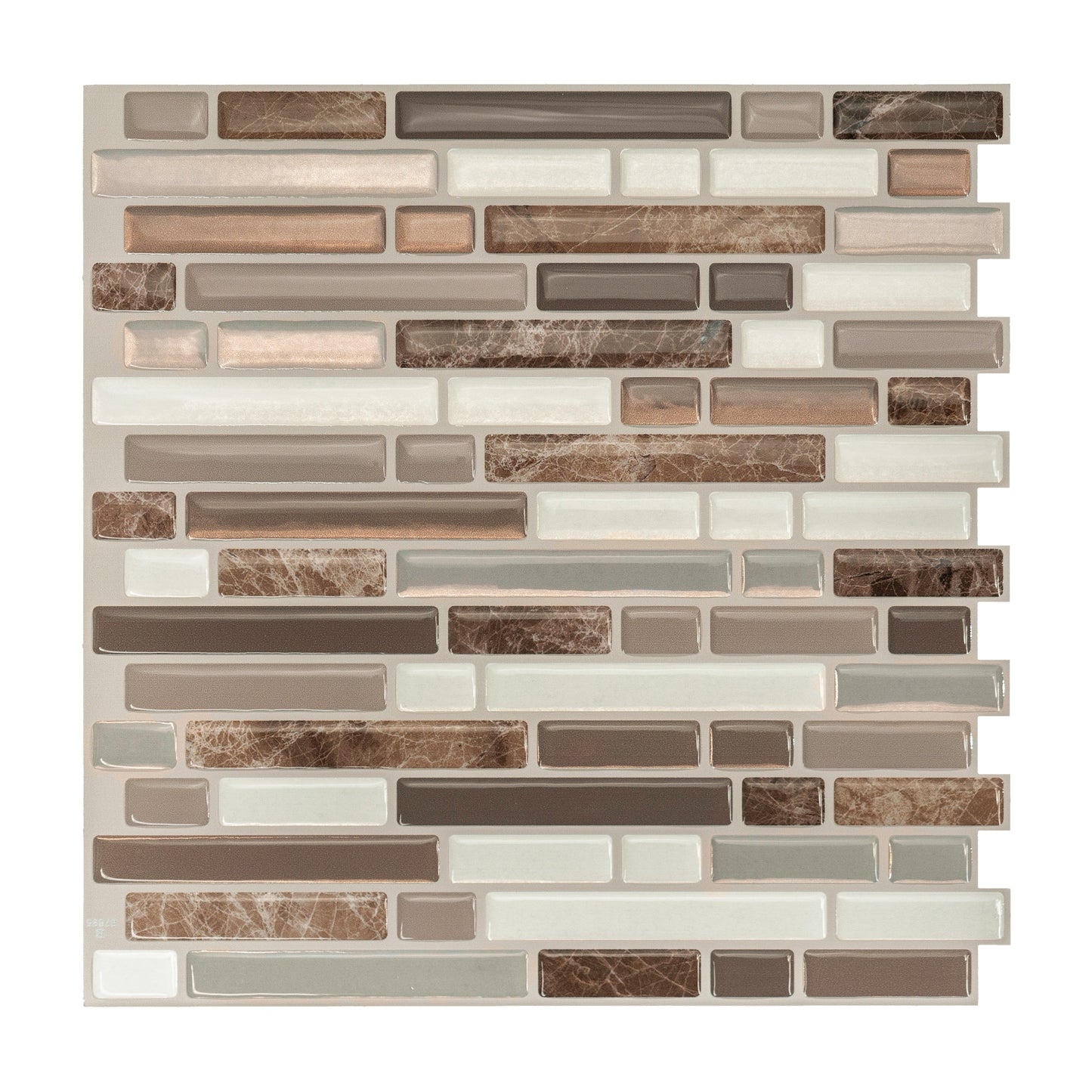 Smart Tiles Bellagio Santi Brown 10-in x 10-in Glossy Resin Patterned Linear Peel and stick Wall Tile product image