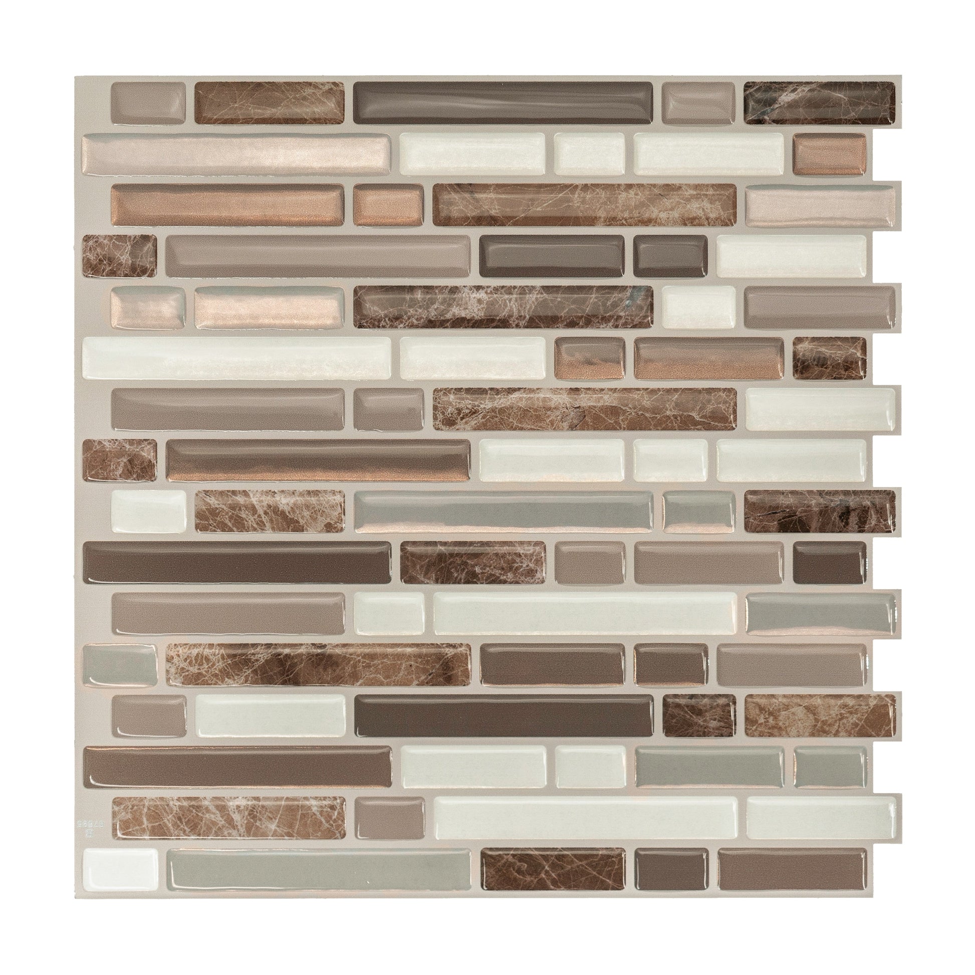 Smart Tiles Bellagio Santi Brown 10-in x 10-in Glossy Resin Patterned Linear Peel and stick Wall Tile product image