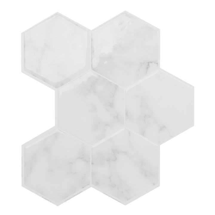 Smart Tiles Hexa Yule Gray Marble 10-in x 10-in Glossy Resin Marble look Hexagon Peel and stick Wall Tile product image