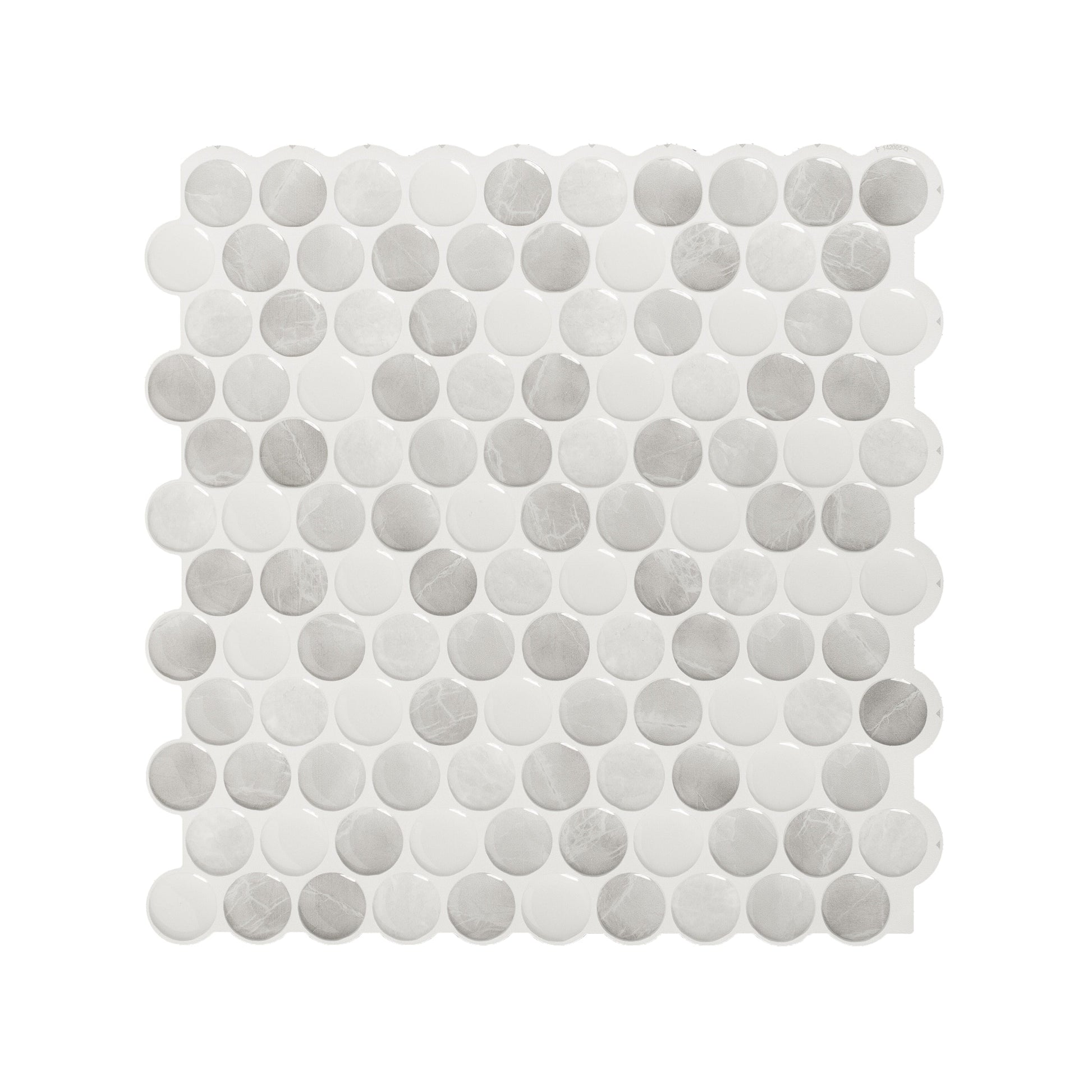 Smart Tiles Penny Roccia Gray 9-in x 9-in Glossy Resin Marble look Penny round Peel and stick Wall Tile product image