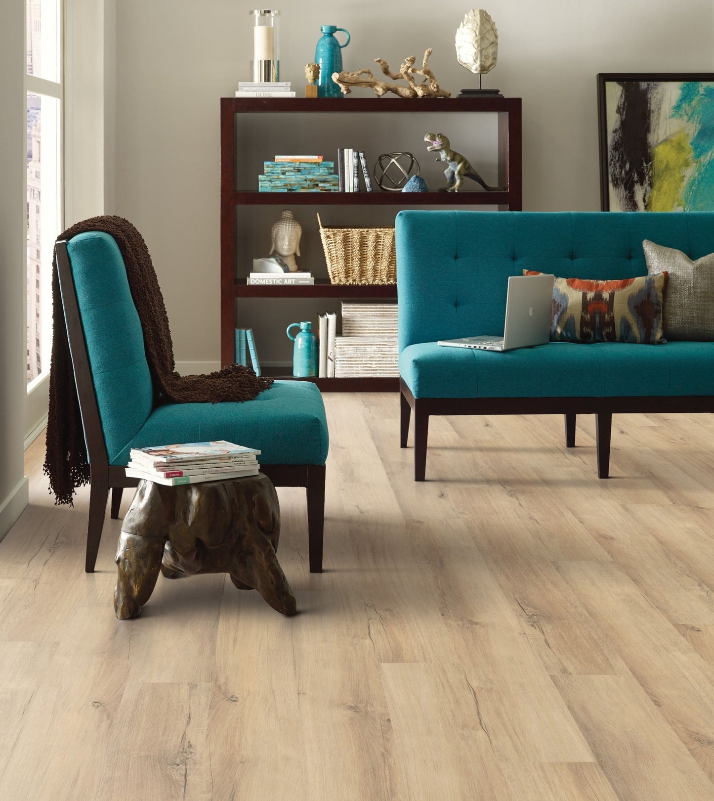 Shaw Newcastle Rampart Hickory Brown 12-mil x 7-in W x 48-in L Waterproof Interlocking Luxury Vinyl Plank Flooring (18.67-sq ft/ Carton)