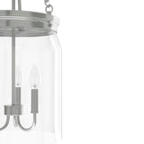 Hunter Devon Park 3-Light Brushed Nickel Transitional Clear Glass Urn LED Medium Hanging Pendant Light