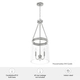 Hunter Devon Park 3-Light Brushed Nickel Transitional Clear Glass Urn LED Medium Hanging Pendant Light