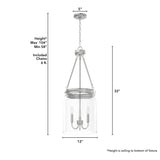 Hunter Devon Park 3-Light Brushed Nickel Transitional Clear Glass Urn LED Medium Hanging Pendant Light