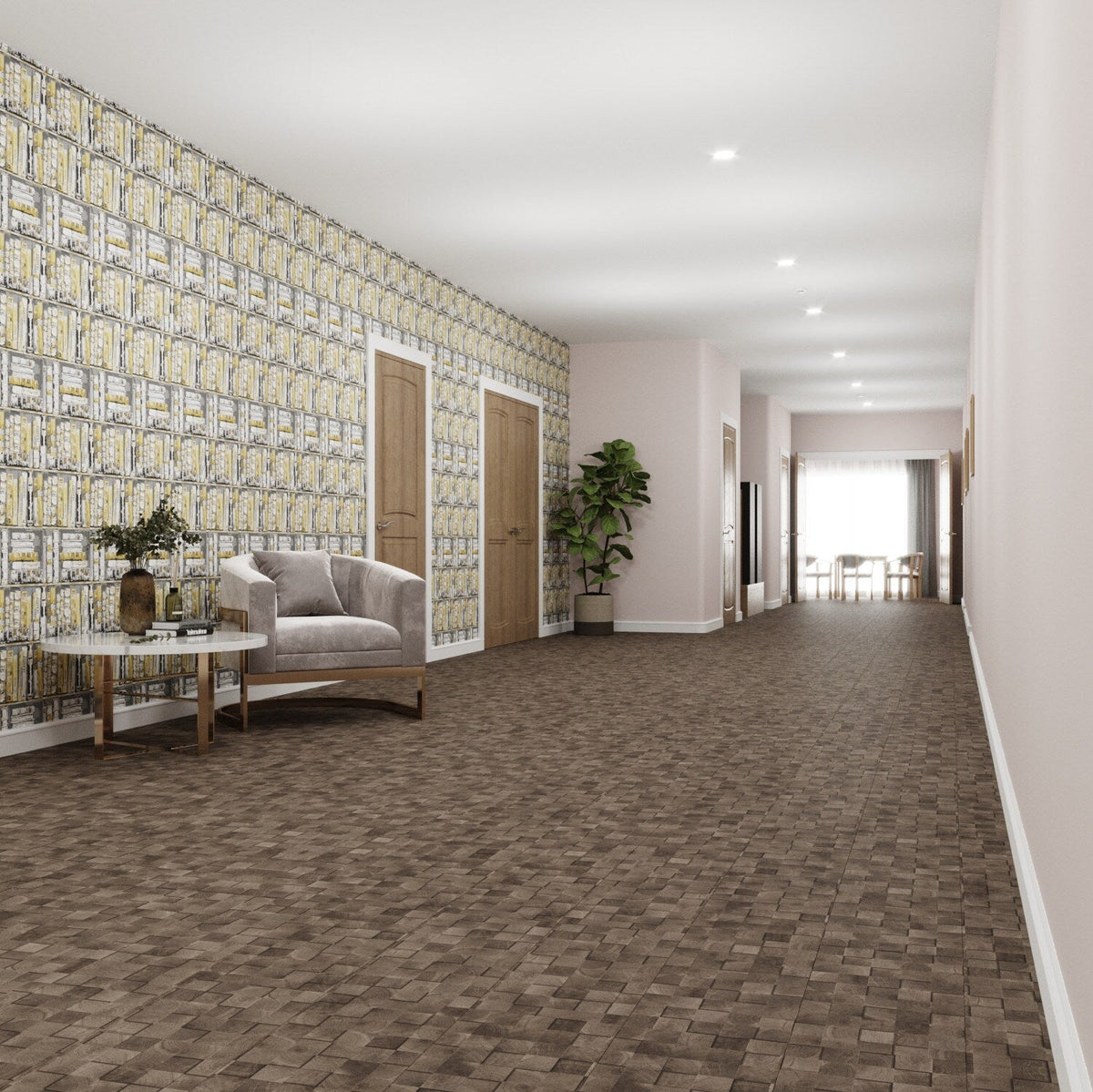 Lucida USA Oak Block Brown Patterned Look 28-mil x 12-in W x 24-in L Waterproof Glue Down Luxury Vinyl Tile Flooring (36-sq ft/ Carton)