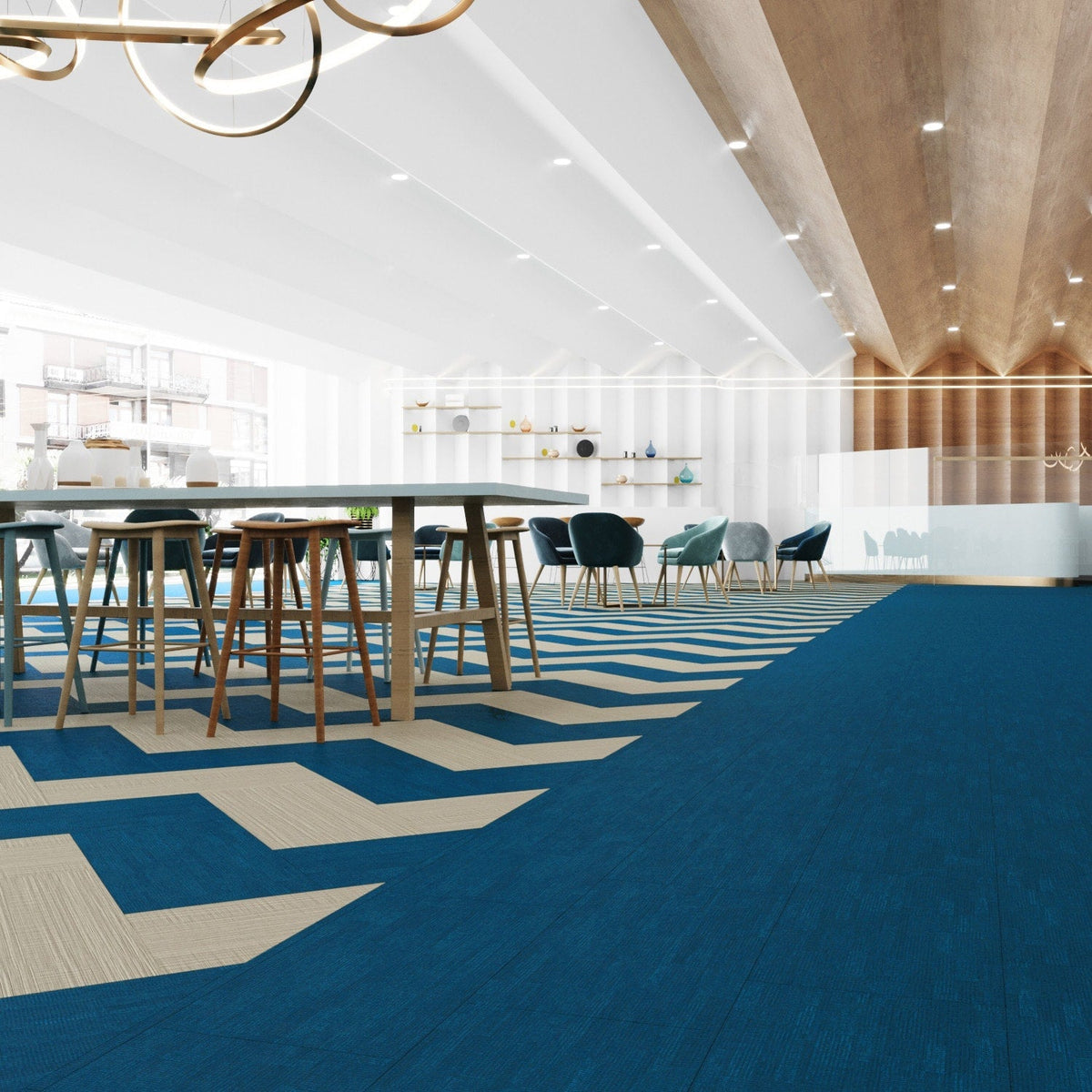 Lucida USA Delphina Blue Patterned Look 28-mil x 12-in W x 24-in L Waterproof Glue Down Luxury Vinyl Tile Flooring (36-sq ft/ Carton)