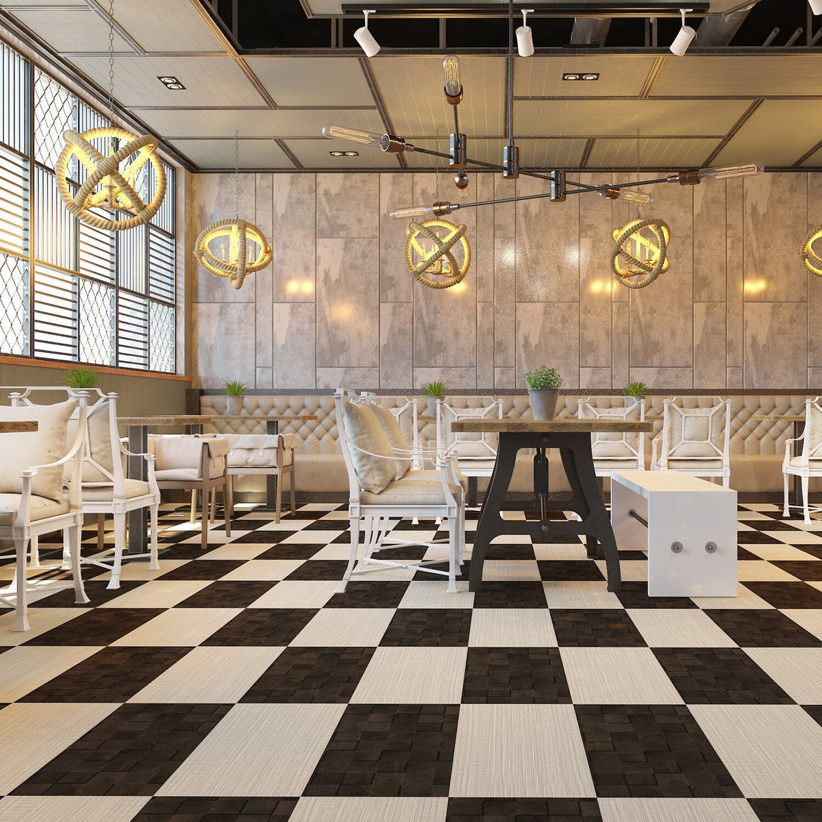 Lucida USA Burnt Block Brown Patterned Look 28-mil x 12-in W x 24-in L Waterproof Glue Down Luxury Vinyl Tile Flooring (36-sq ft/ Carton)