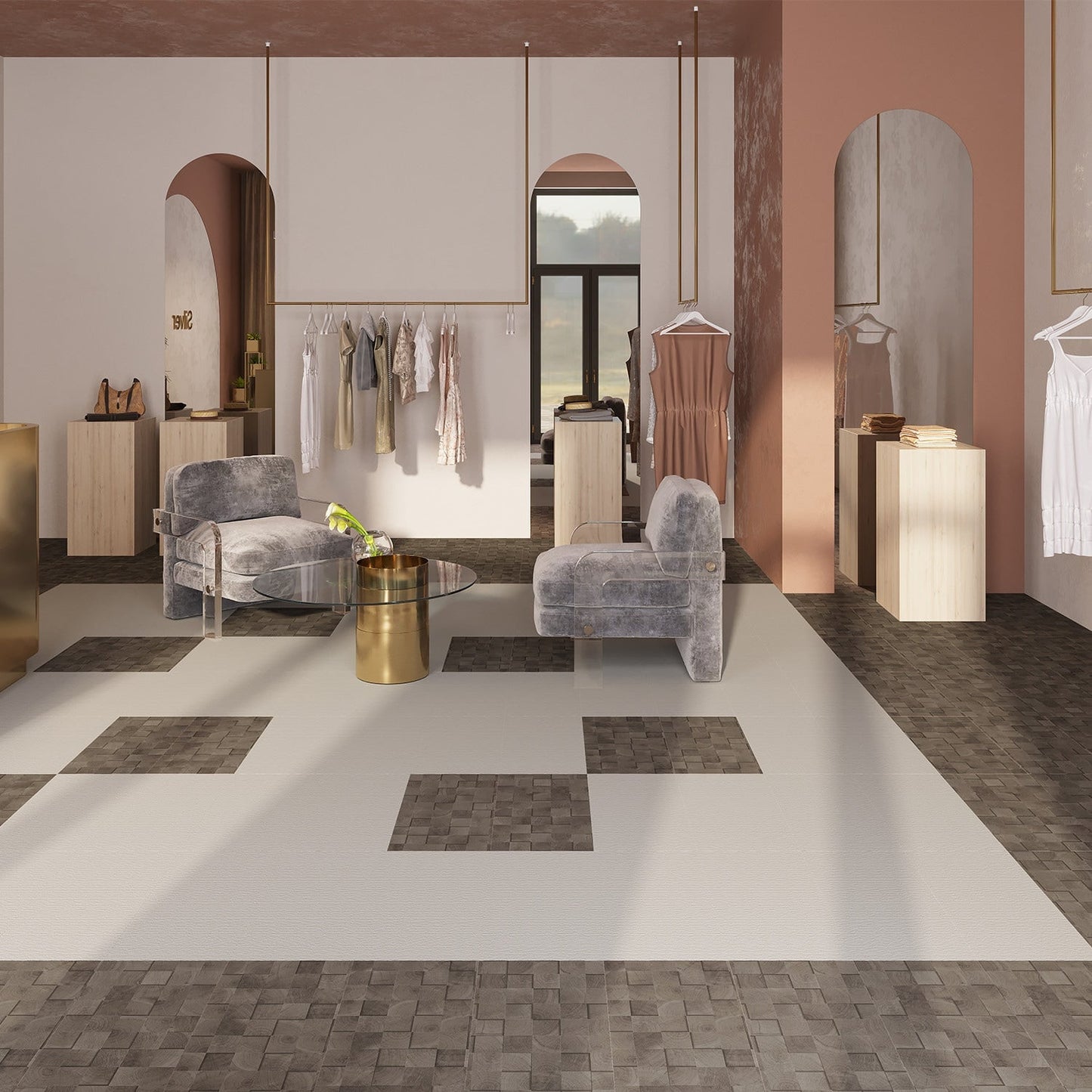 Lucida USA FabCore Faded Block 12-in x 24-in Waterproof Luxury Vinyl Tile Flooring, Glue-Down, 36-sq ft Carton