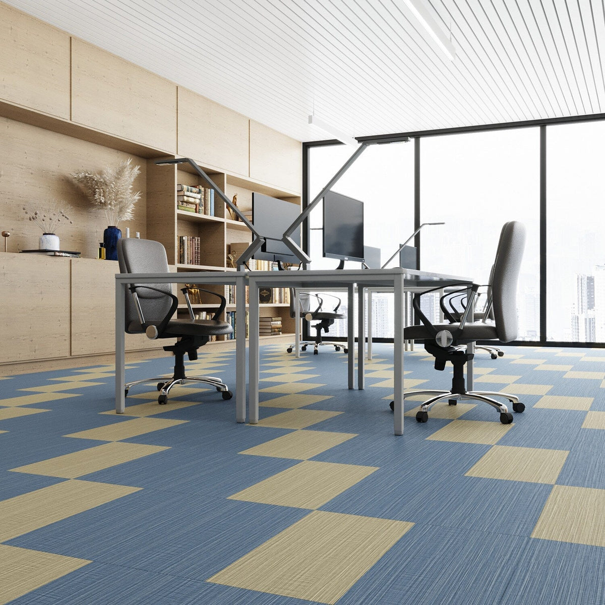 Lucida USA Harbor Weave Blue Patterned Look 28-mil x 12-in W x 24-in L Waterproof Glue Down Luxury Vinyl Tile Flooring (36-sq ft/ Carton)