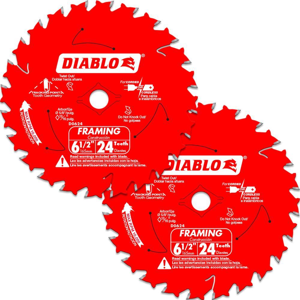 6-1/2 in. 24-Tooth Framing Circular Saw Blade Value Pack (2-Pack) - Super Arbor