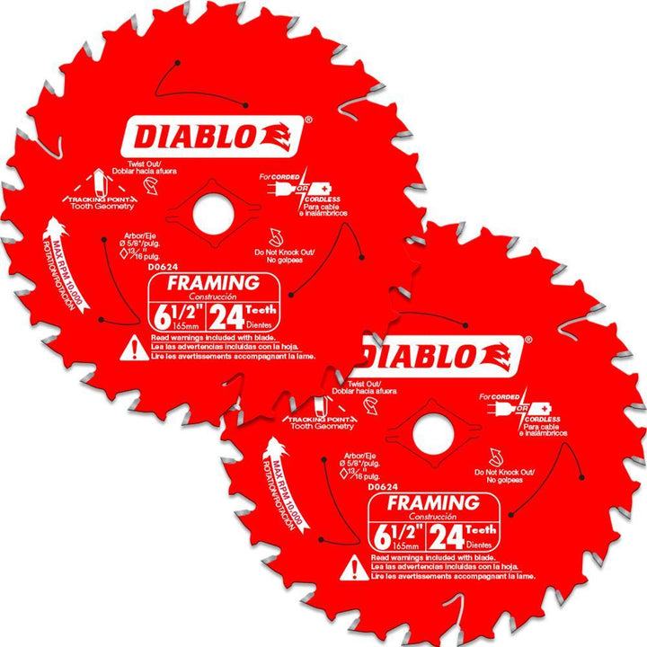 6-1/2 in. 24-Tooth Framing Circular Saw Blade Value Pack (2-Pack) - Super Arbor