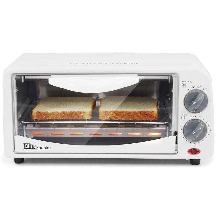 Personal 650 W 2-Slice White Toaster Oven with Built-In Timer
