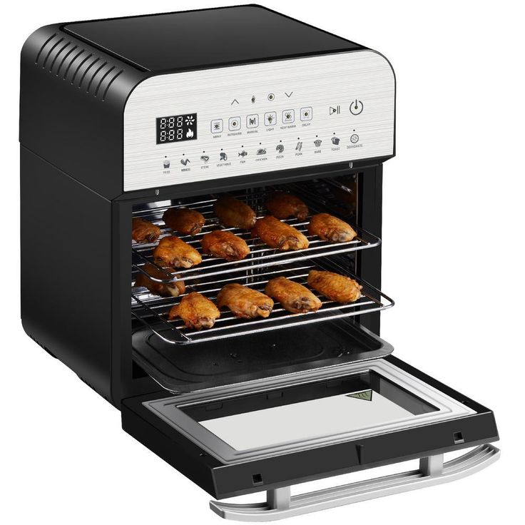 1600-Watts Silver/Black Electric Air Fryer Oven Ultra with Rotisserie, Dehydrator, and Accessories