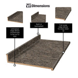 VT Dimensions Wilsonart 10-ft Toffee Di Pesco Straight Laminate Kitchen Countertop