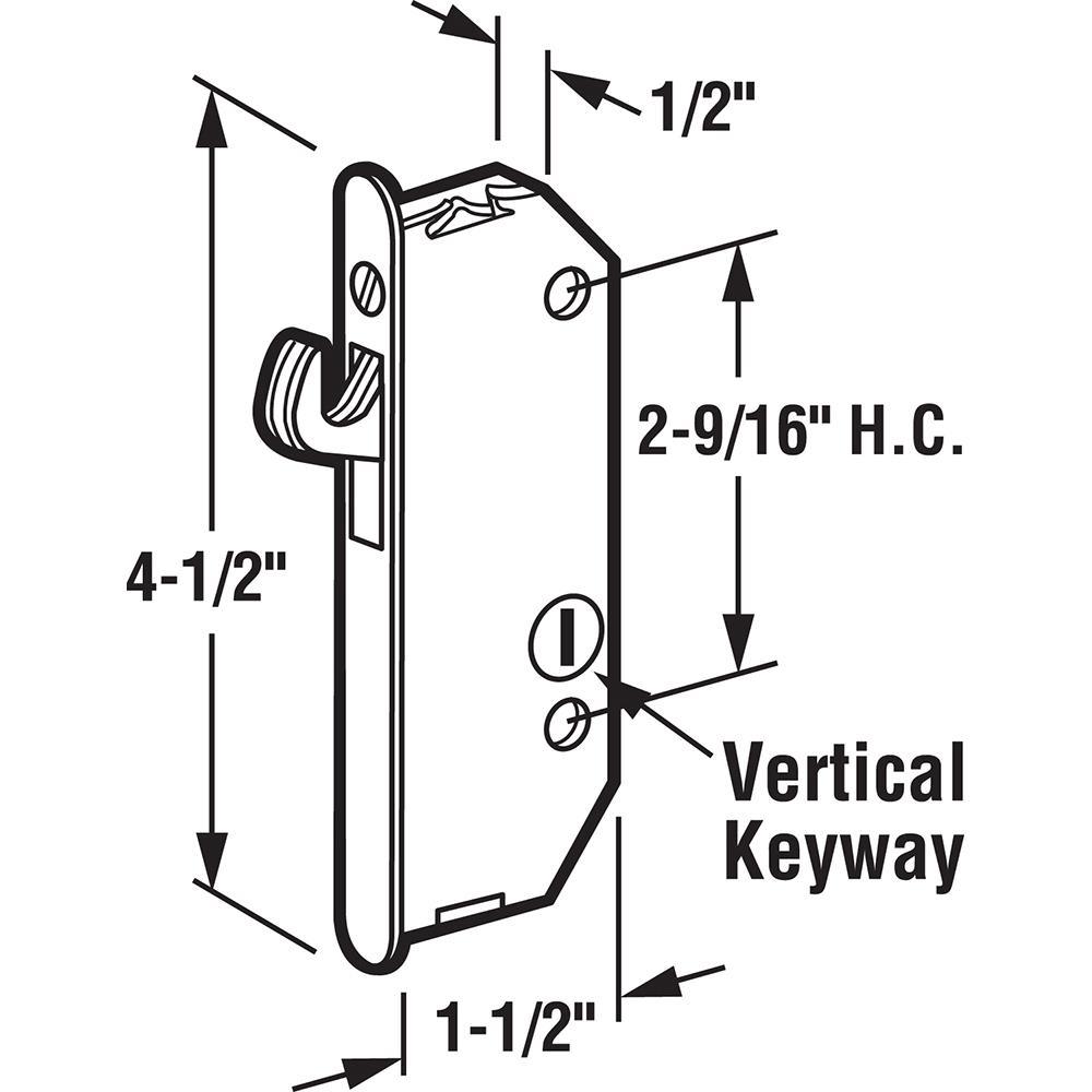 2-9/16 in. Steel, Round-faced Mortise Latch with Vertical Keyway - Super Arbor