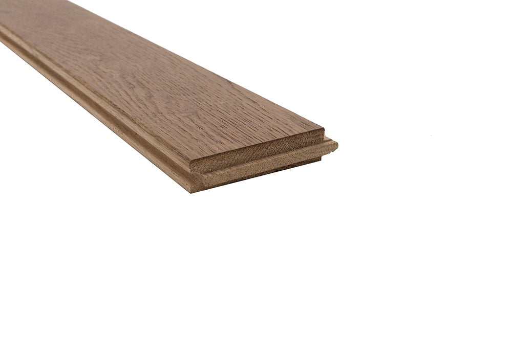 allen + roth Oak Aged Lodge hardwood flooring — carton and plank detail