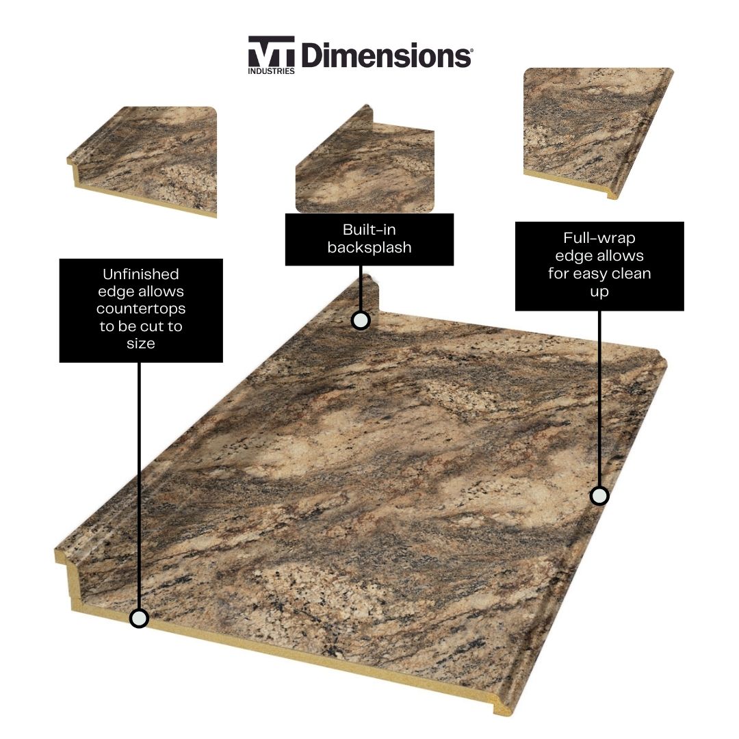 VT Dimensions Formica 10-ft Lapidus Brown FX Radiance Straight Laminate Kitchen Countertop with Integrated Backsplash