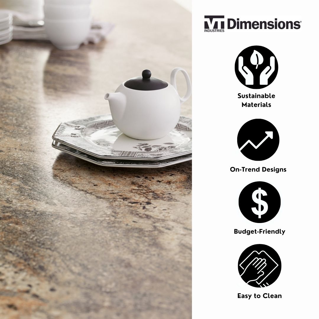 VT Dimensions Formica 10-ft Lapidus Brown FX Radiance Straight Laminate Kitchen Countertop with Integrated Backsplash
