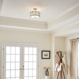 Portfolio 13-in Brushed Nickel Tiffany Semi-Flush Mount Ceiling Light, 2-Light