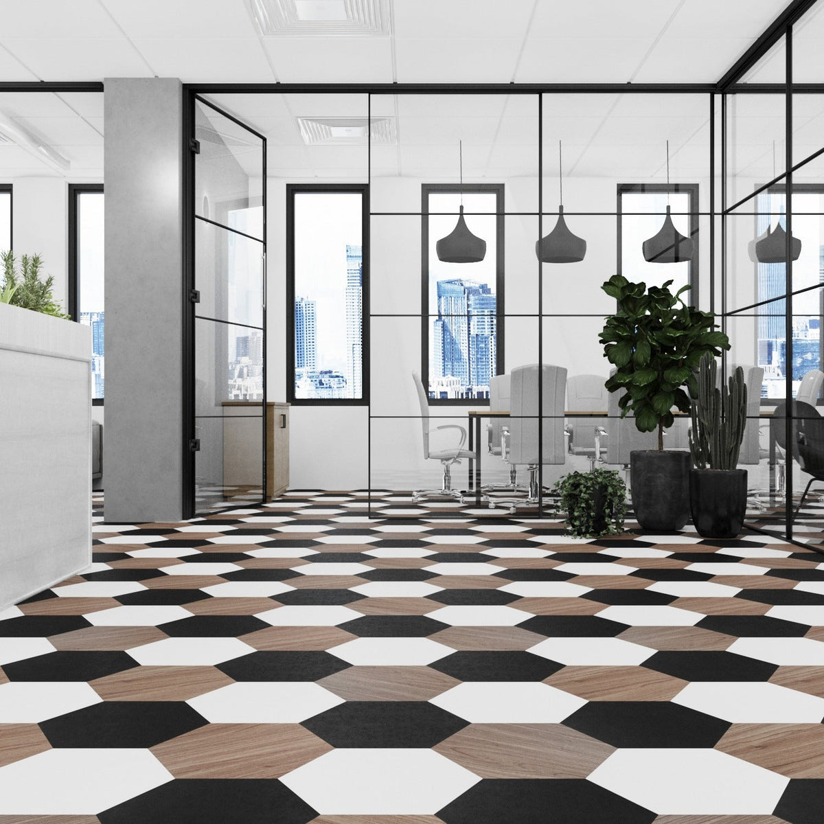 Lucida USA MosaiCore Pure Black 9-in x 9-in Waterproof Luxury Vinyl Tile Flooring, 28-mil Wear Layer (12.25-sq ft Carton)