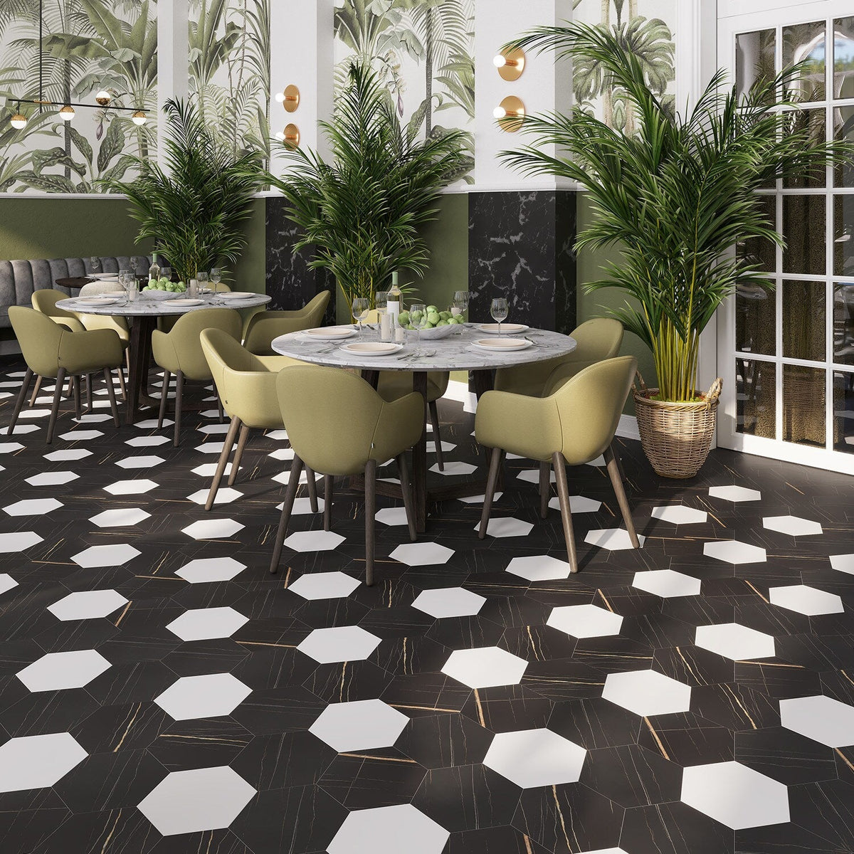 Lucida USA Noir Black Stone Look 28-mil x 9-in W x 10-in L Waterproof Glue Down Luxury Vinyl Tile Flooring (12.25-sq ft/ Carton)