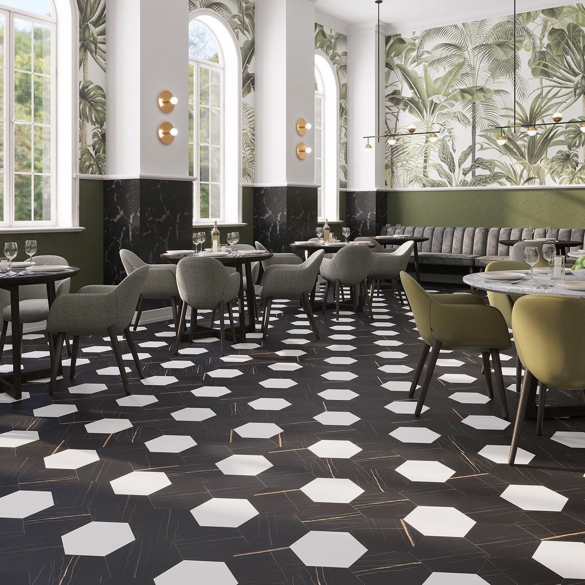 Lucida USA Noir Black Stone Look 28-mil x 9-in W x 10-in L Waterproof Glue Down Luxury Vinyl Tile Flooring (12.25-sq ft/ Carton)