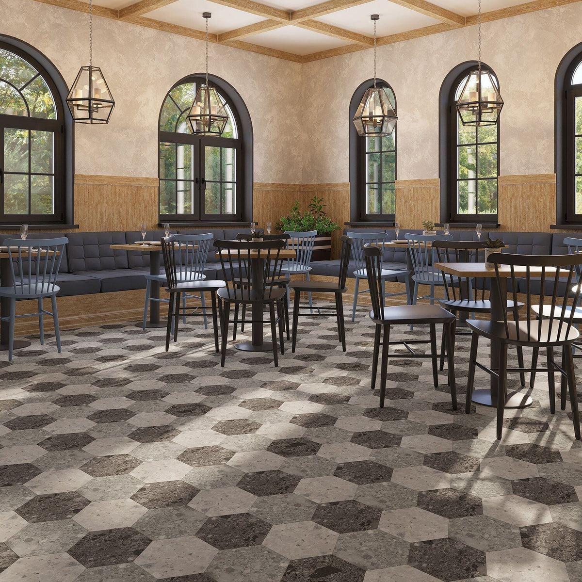 Lucida USA Charcoal Quartz Gray Stone Look 28-mil x 9-in W x 10-in L Waterproof Glue Down Luxury Vinyl Tile Flooring (12.25-sq ft/ Carton)