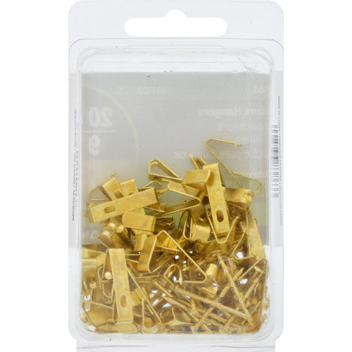 Hillman Brass-Plated Gold Conventional Picture Hangers, 20 lb Capacity, 50 Piece Pack