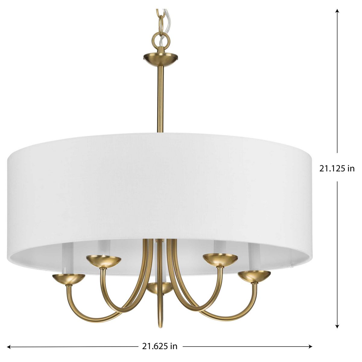 Progress Lighting Drum Shade 5-Light Brushed Bronze Traditional Chandelier