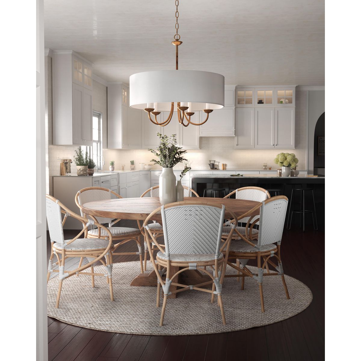 Progress Lighting Drum Shade 5-Light Brushed Bronze Traditional Chandelier