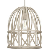 Progress Lighting Chastain 3-Light Brushed Nickel Coastal Bell Medium Hanging Pendant Light