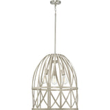 Progress Lighting Chastain 3-Light Brushed Nickel Coastal Bell Medium Hanging Pendant Light