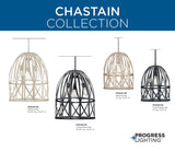 Progress Lighting Chastain 3-Light Brushed Nickel Coastal Bell Medium Hanging Pendant Light