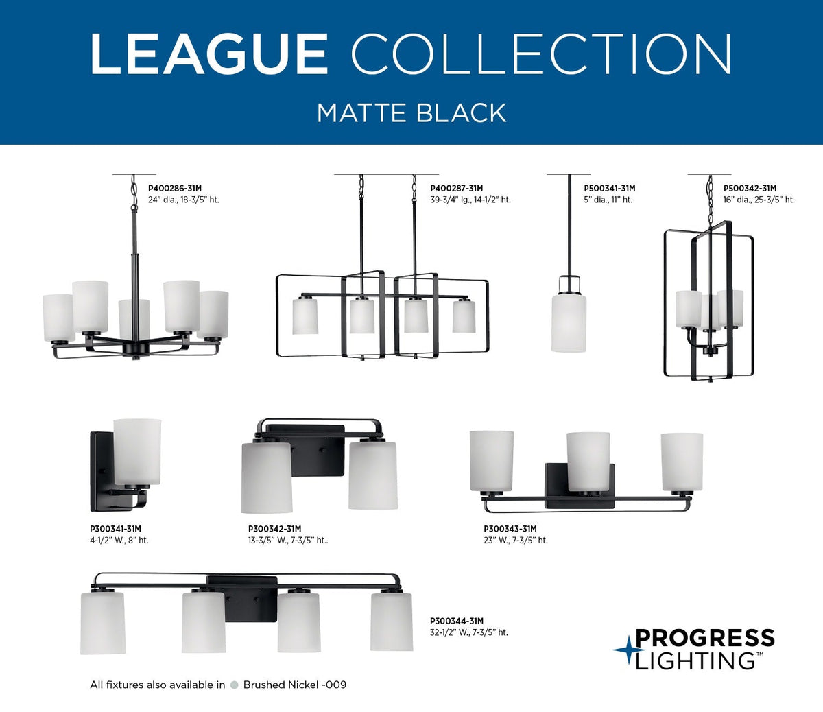 Progress Lighting League 5-Light Matte Black Farmhouse Chandelier