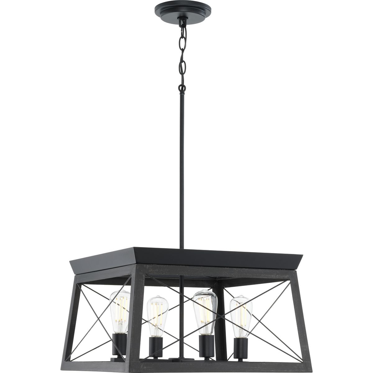 Progress Lighting Briarwood 4-Light Black Farmhouse Chandelier