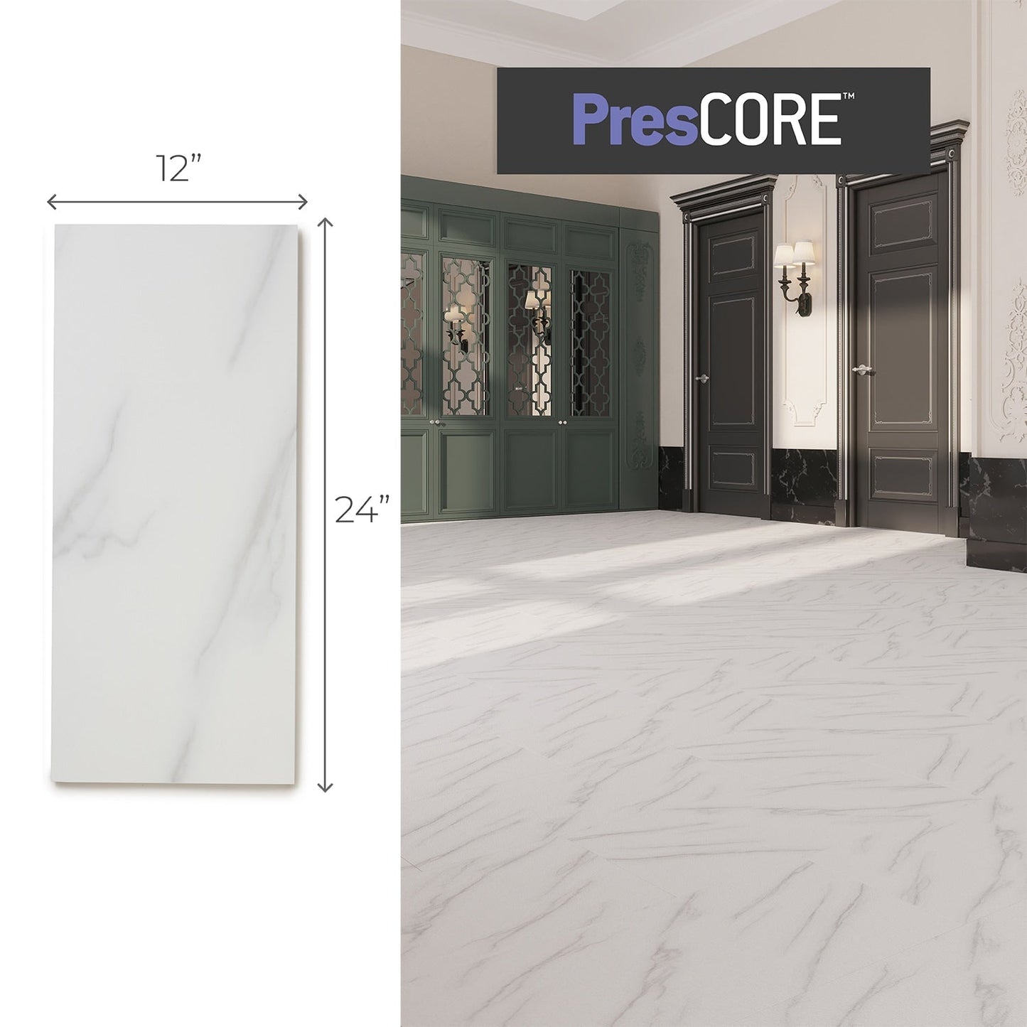 Lucida USA PresCore Glacier 12-in x 24-in Waterproof Luxury Vinyl Tile Flooring, 36-sq ft Carton