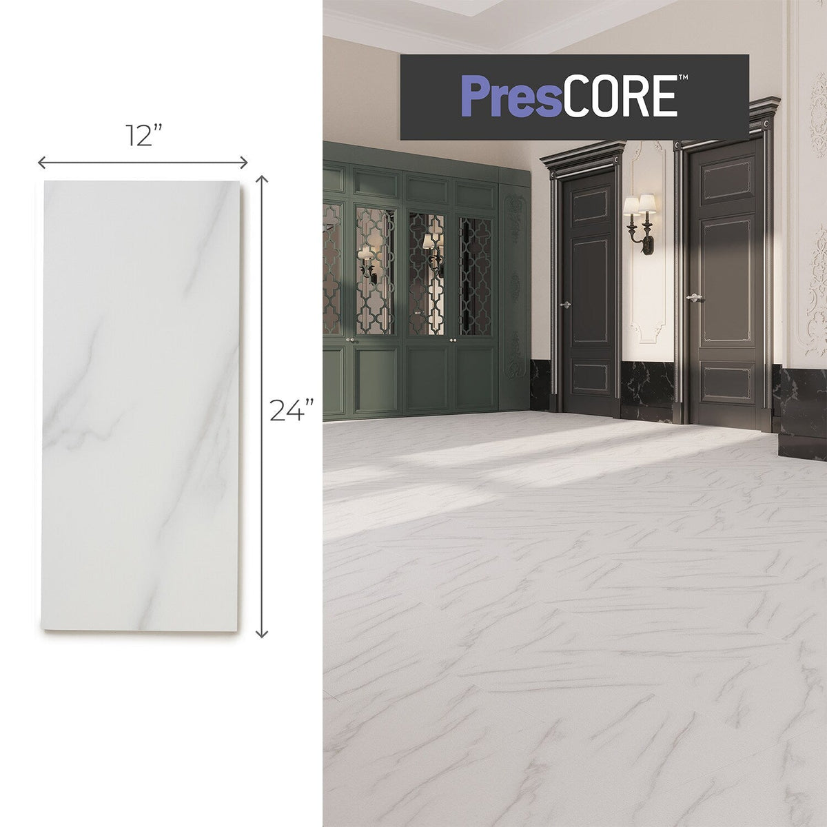 Lucida USA Glacier Off-white Stone Look 12-mil x 12-in W x 24-in L Waterproof Glue Down Luxury Vinyl Tile Flooring (36-sq ft/ Carton)