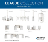 Progress Lighting League 3-Light Brushed Nickel Farmhouse Chandelier