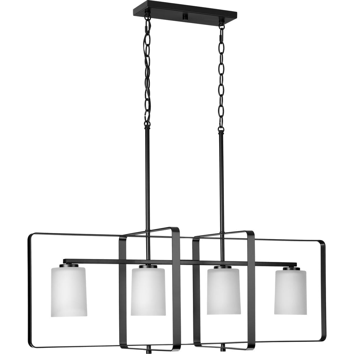 Progress Lighting League 4-Light Matte Black Farmhouse Chandelier