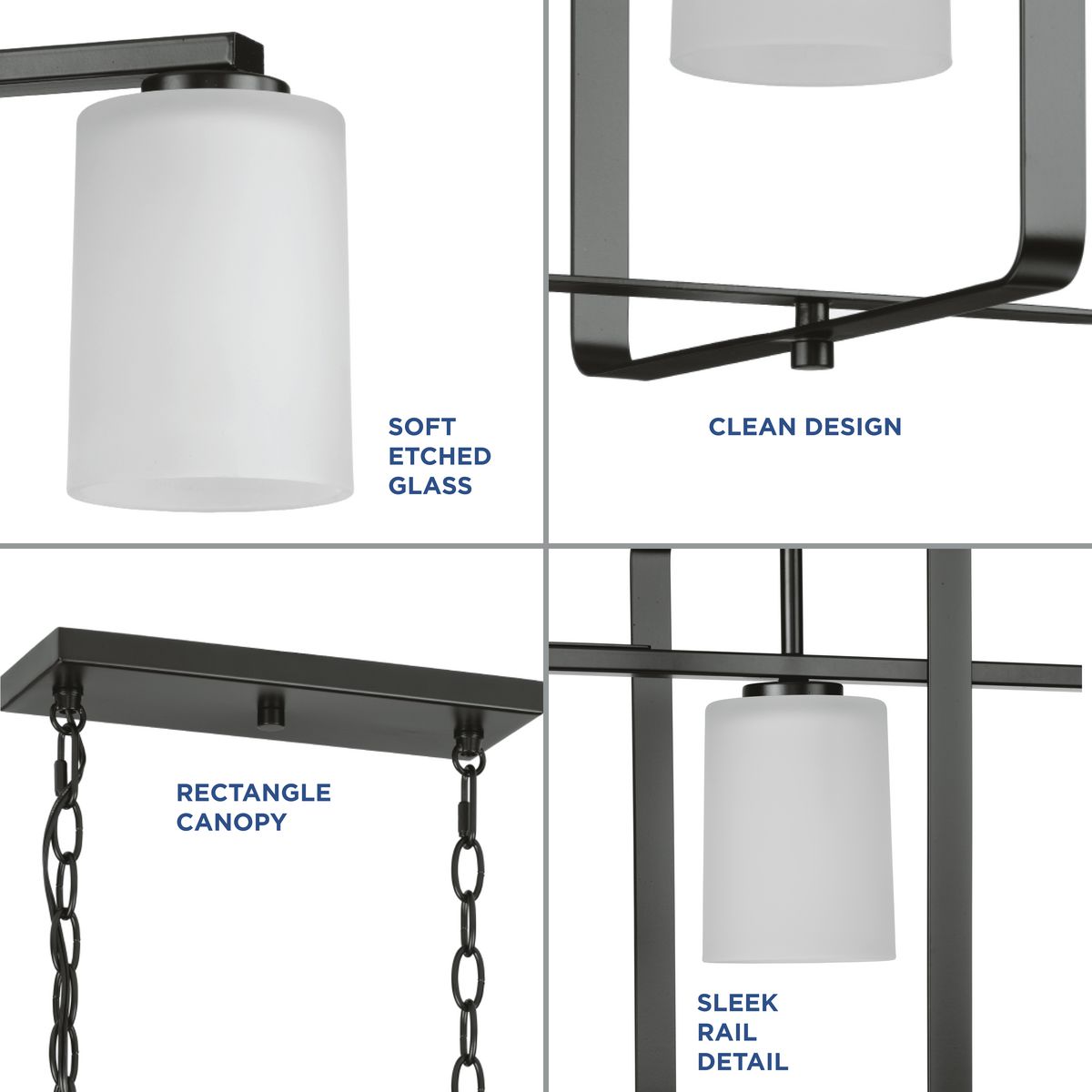 Progress Lighting League 4-Light Matte Black Farmhouse Chandelier