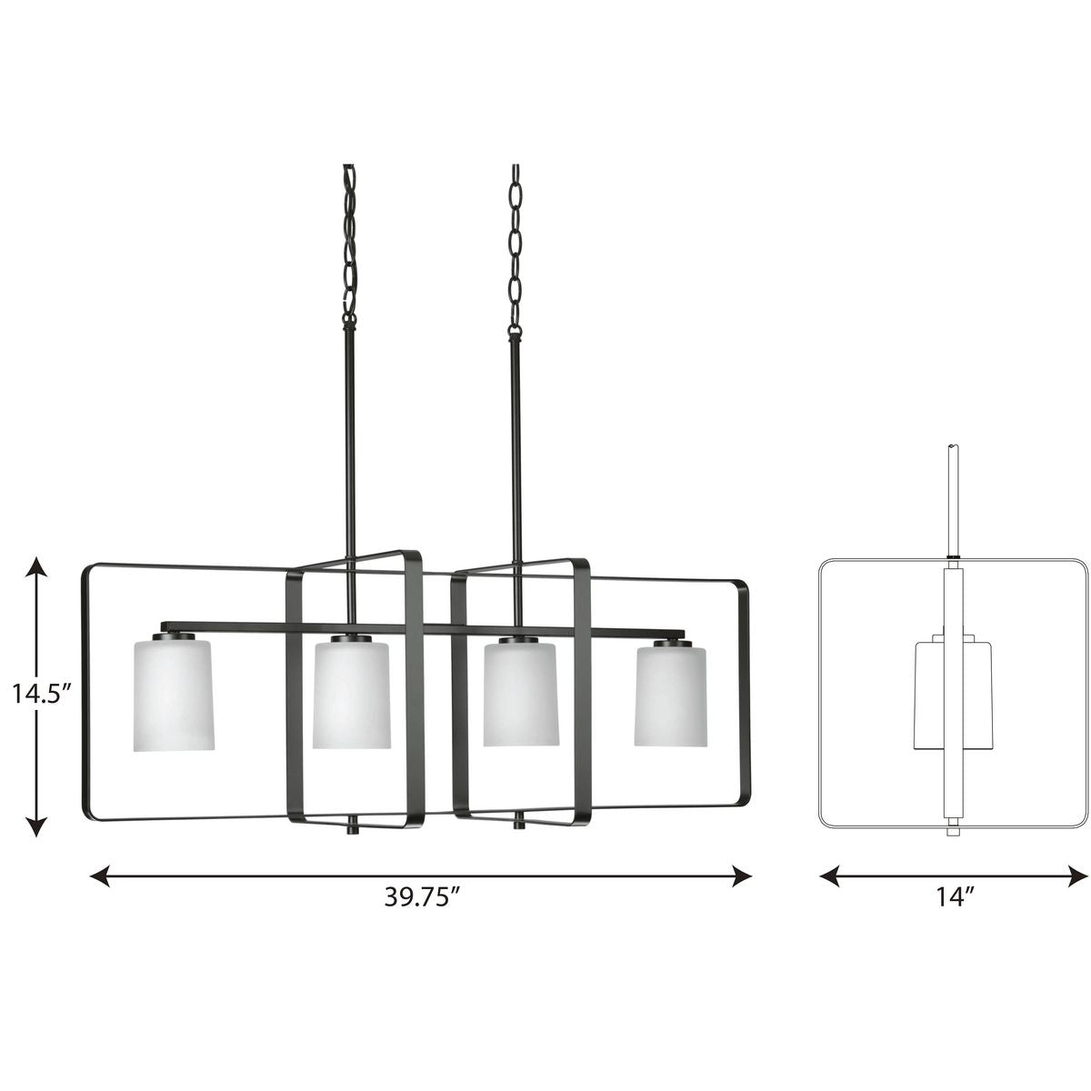 Progress Lighting League 4-Light Matte Black Farmhouse Chandelier