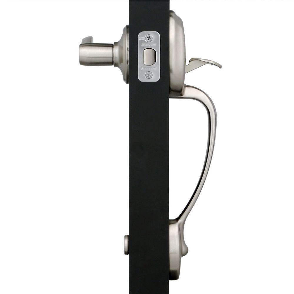 Plymouth Satin Nickel Entry Door Handle with Right Handed Flair Door Lever - Super Arbor