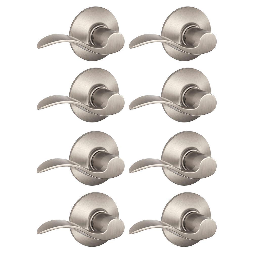 Accent Satin Nickel Passage Hall/Closet Door Lever (8-Pack) - Super Arbor