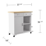 Boston Loft Furnishings White Composite Base with Composite Wood Top Rolling Kitchen Island (18-in x 37.5-in x 36.25-in)