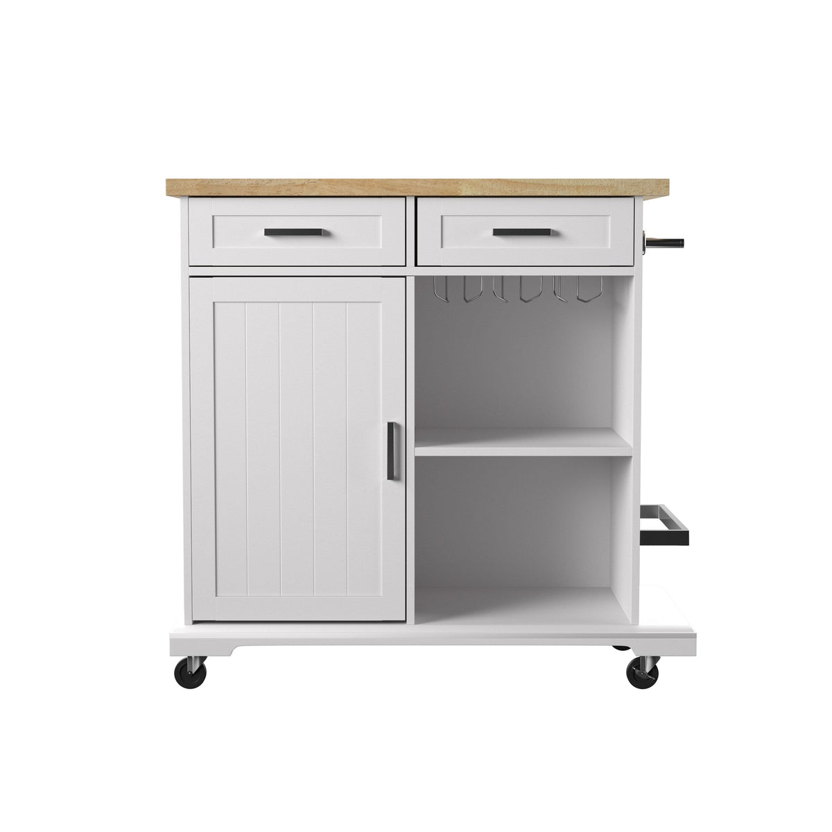 Boston Loft Furnishings White Composite Base with Composite Wood Top Rolling Kitchen Island (18-in x 37.5-in x 36.25-in)
