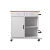 Boston Loft Furnishings White Composite Base with Composite Wood Top Rolling Kitchen Island (18-in x 37.5-in x 36.25-in)