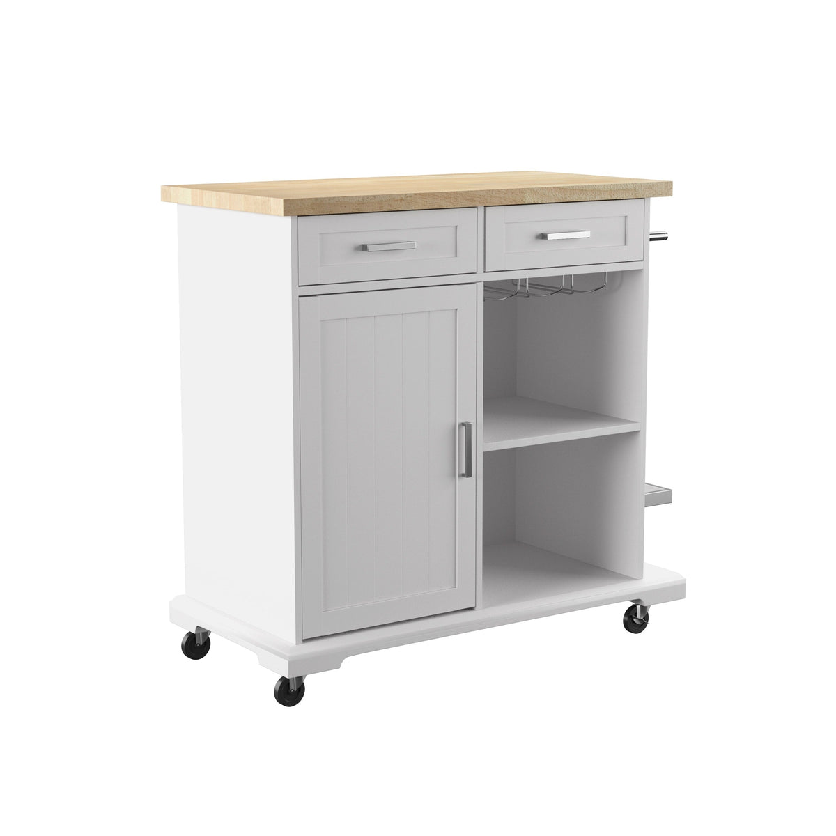 Boston Loft Furnishings White Composite Base with Composite Wood Top Rolling Kitchen Island (18-in x 37.5-in x 36.25-in)