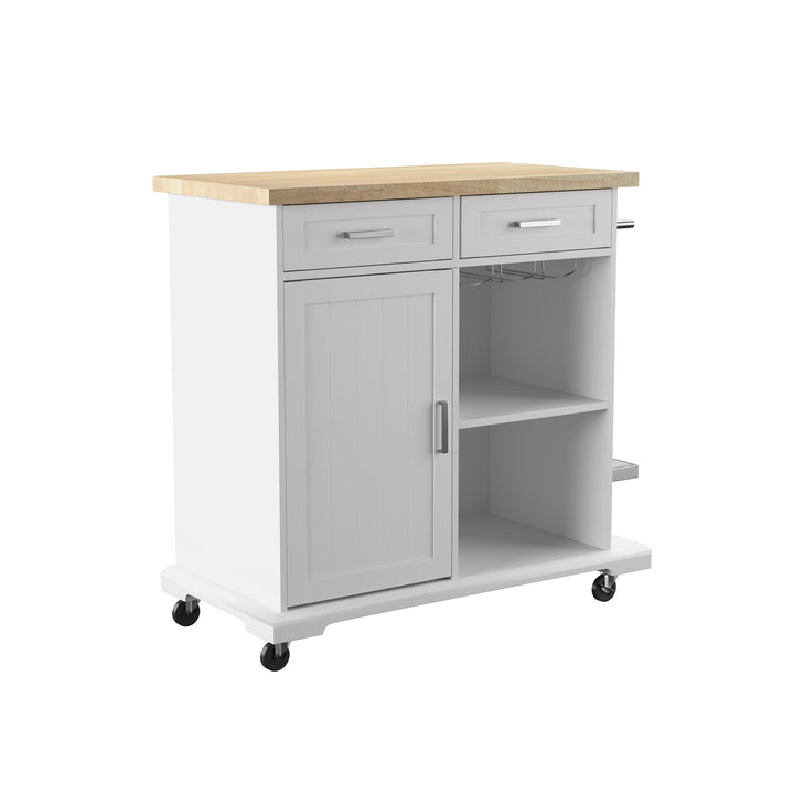Boston Loft Furnishings White Composite Base with Composite Wood Top Rolling Kitchen Island (18-in x 37.5-in x 36.25-in)